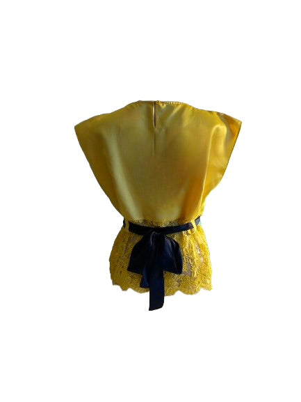 Vibrant Peau de Soie and Lace Blouse