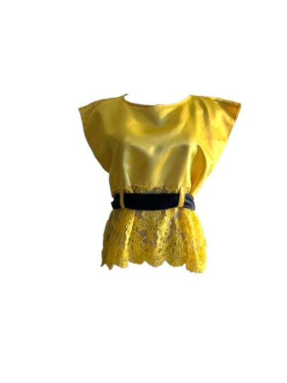 Vibrant Peau de Soie and Lace Blouse